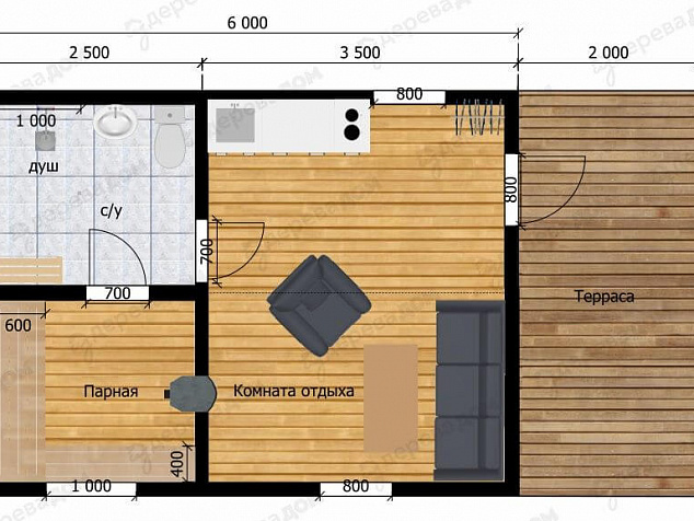 Модульная баня 8х4,5 «Барн 8»