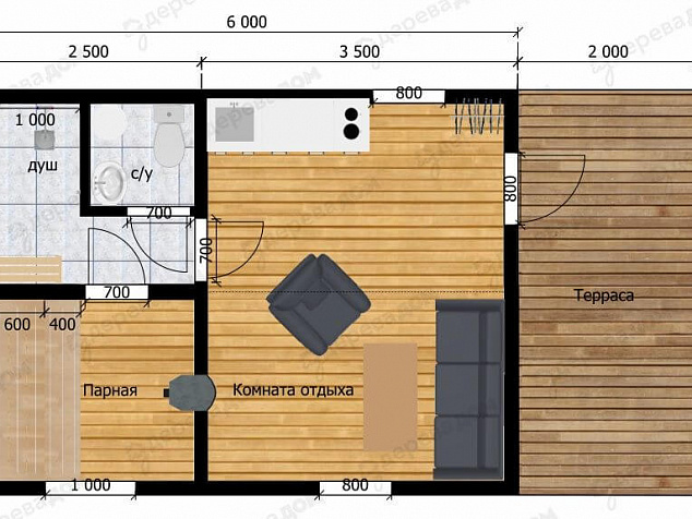 Модульная баня 8х4,5 «Барн 8»