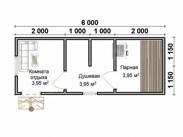 Мобильная баня 6х2,3 «МБ-10»