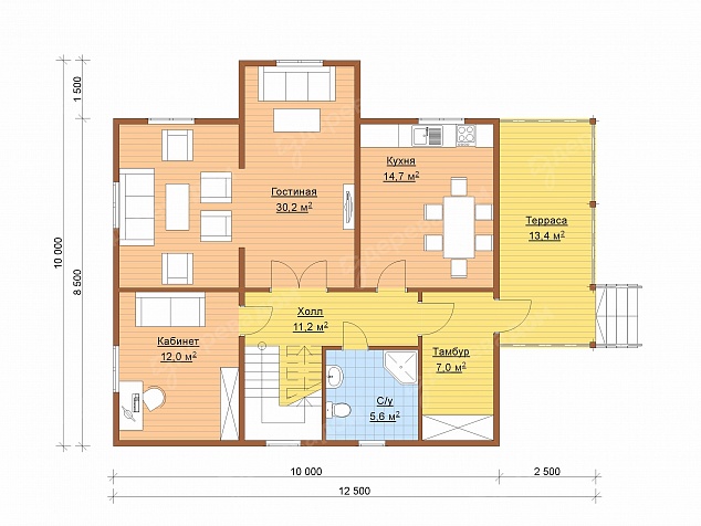 Каркасный дом 12,5х10 «Сибирь 18»